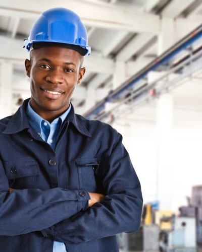 Portrait of an handsome black engineer